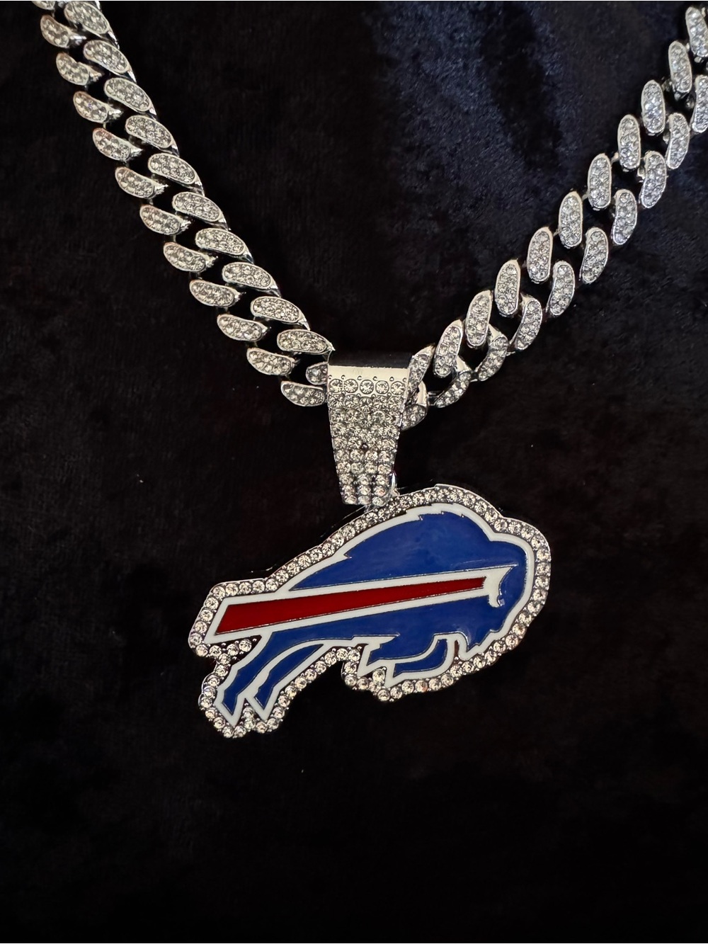 NFL Buffalo Bills Pendant with 20” Crystal Chain Unisex Football Jewelry